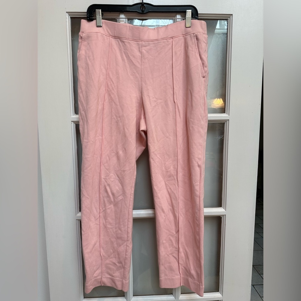 J. Crew Blush Pink Ponte Pull On Stretch Career Women's Ankle Crop Pants Size L